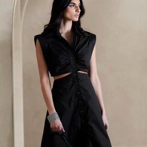 Banana Republic Yasmin Cut-Out Shirt Dress Black Size 10
